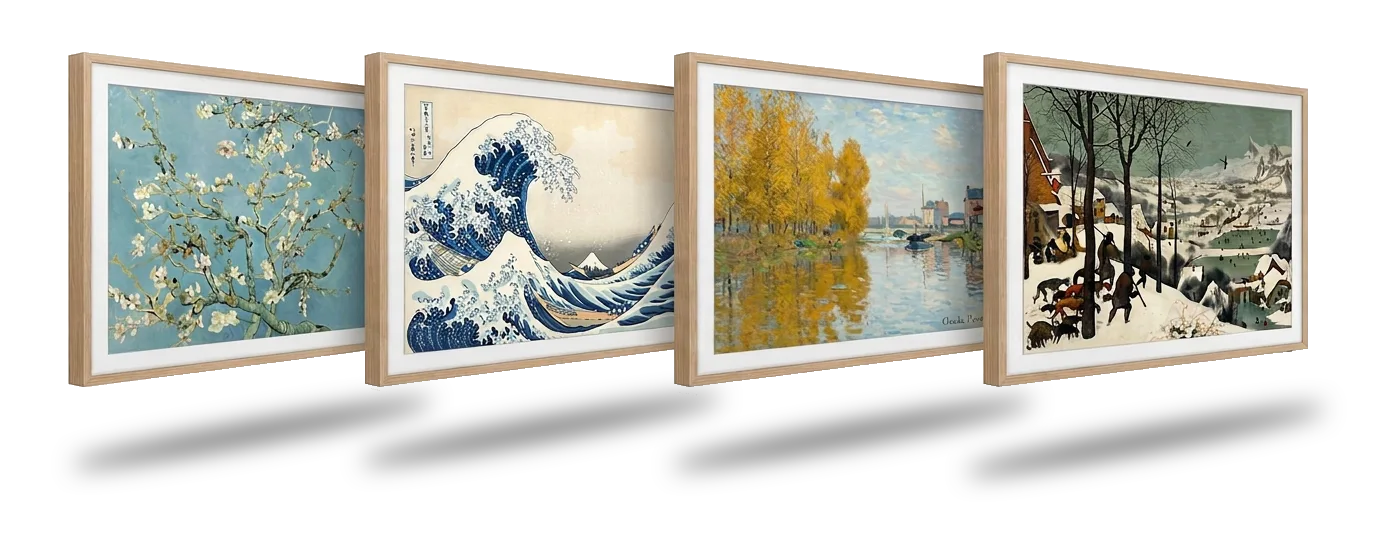 Four Frame TVs showing artworks for each season